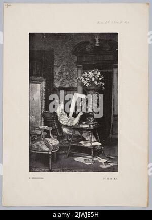 Reproduktion eines Gemäldes: Władysław Czachórski (1850-1911), Ein Dilettant ; aus: `Biesiada Literacka`, 1901(II)151. Biesiada Literacka (Warszawa ; czasopismo ; 1876-1917), Handelsarbeitgeber, Gedan, H., Holzfäller Stockfoto